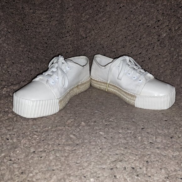 PALM ANGELS-Off White-Ivory Canvas Espadrille Sneakers-Lace Up-Sz 36-Excellent - Picture 4 of 8